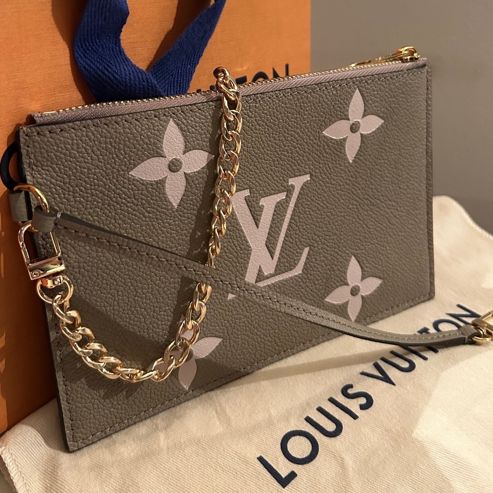 NEW Louis Vuitton GIANT BiColor Wristlet/Pouch/Chain Bag TURTLE DOVE/PASTEL PINK - Picture 16 of 16